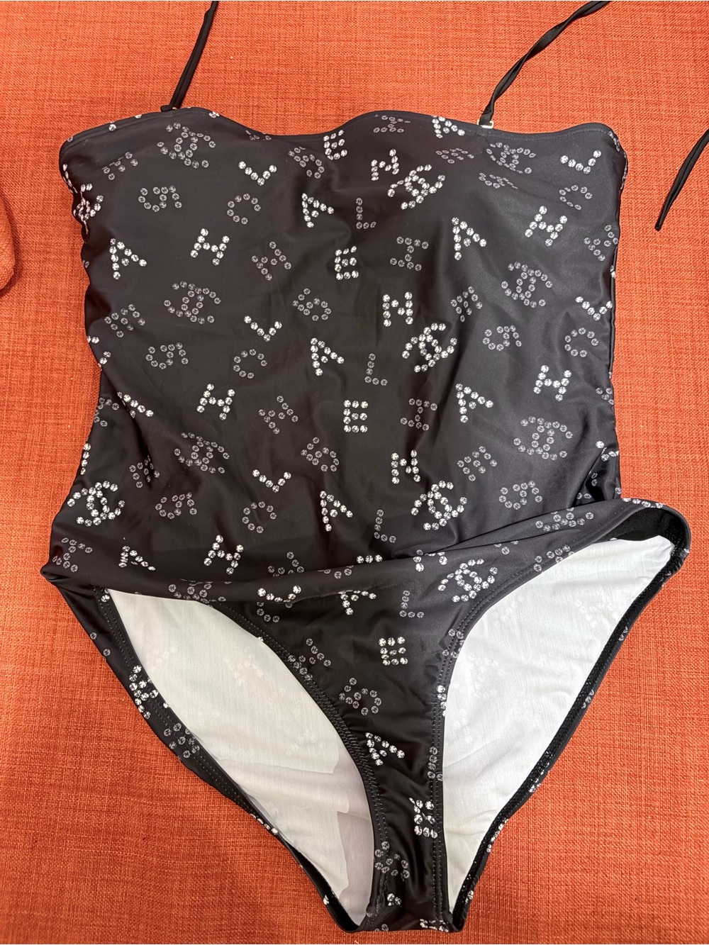 Chanel Small ' Black One-Piece Swimwear with Embellished Dot Pattern